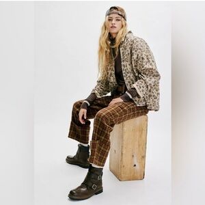 We The Free By Free People Opal Swing Printed Denim Jacket Leopard Size S